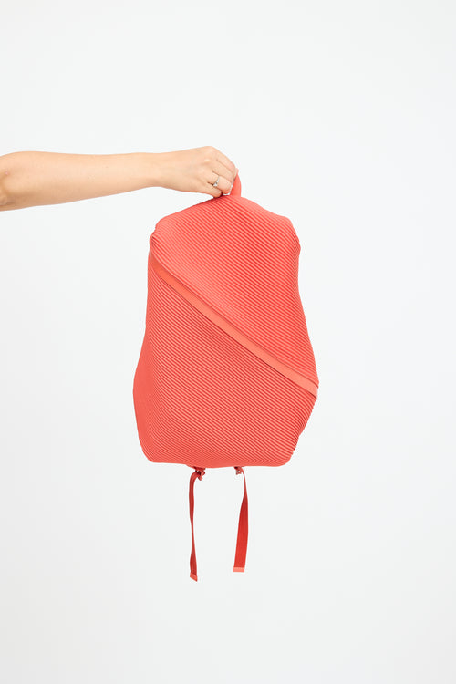 Pleats Please Issey Miyake Orange Bias Pleated Backpack