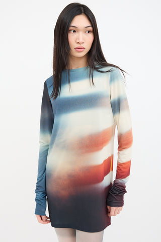 Issey Miyake Teal 
Orange Light Leak Top