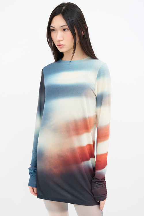 Issey Miyake Teal 
Orange Light Leak Top