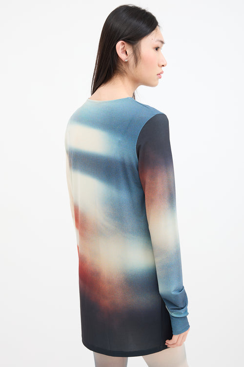 Issey Miyake Teal 
Orange Light Leak Top