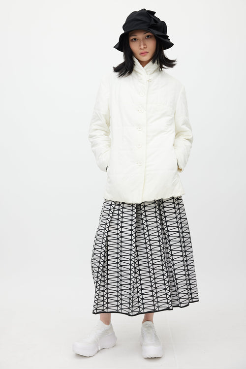 Issey Miyake White Padded Shawl Jacket