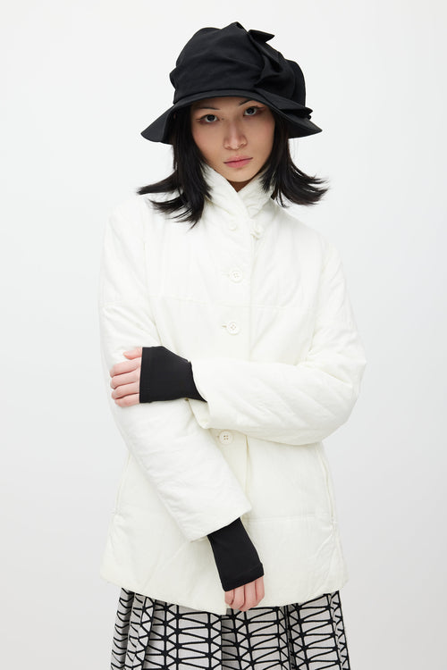 Issey Miyake White Padded Shawl Jacket