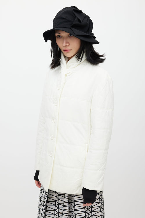 Issey Miyake White Padded Shawl Jacket