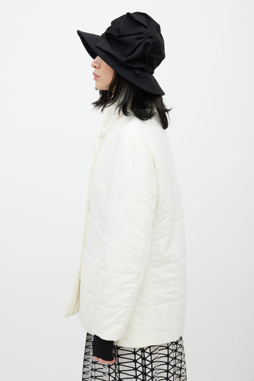 Issey Miyake White Padded Shawl Jacket