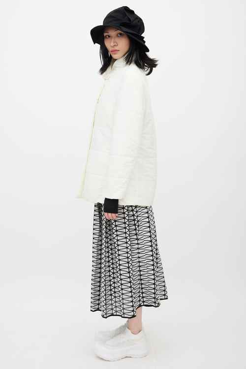 Issey Miyake White Padded Shawl Jacket