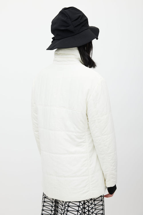 Issey Miyake White Padded Shawl Jacket