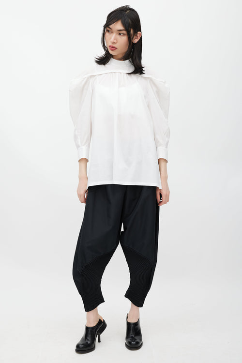 Issey Miyake White Puffed Sleeve Shirt