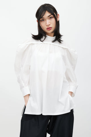 Issey Miyake White Puffed Sleeve Shirt