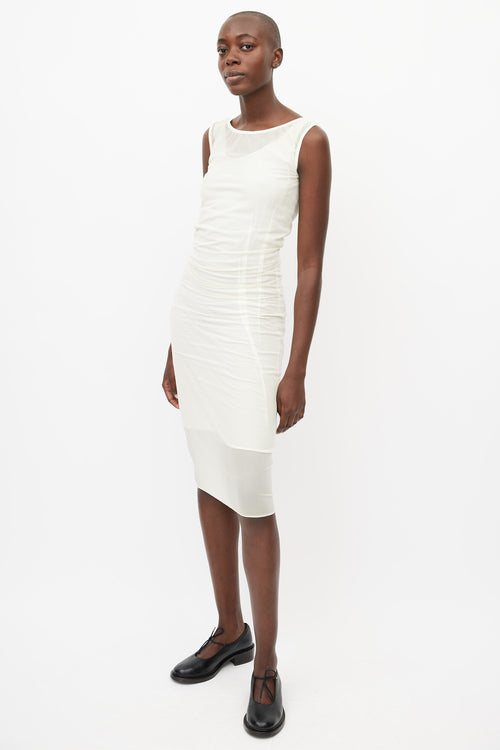 Issey Miyake White Sheer Layered Dress