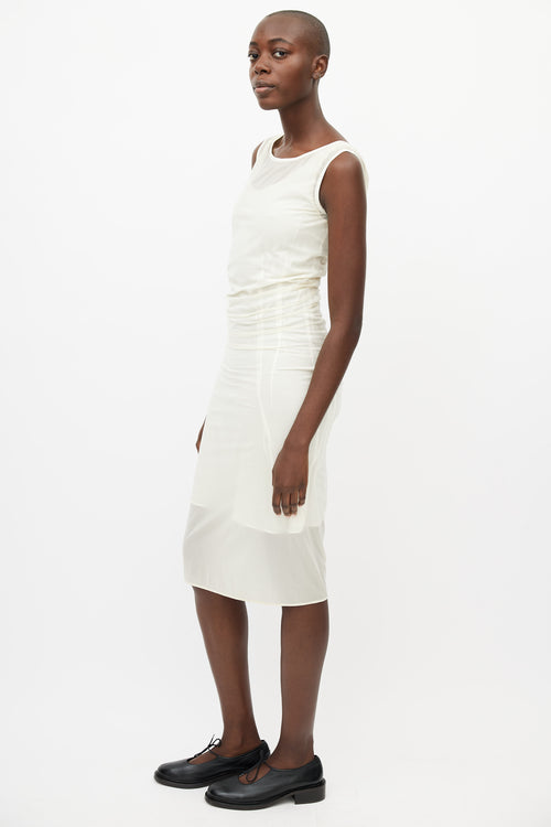 Issey Miyake White Sheer Layered Dress