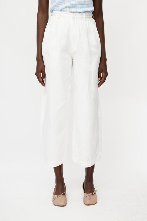 Issey Miyake White Wide Leg Trouser