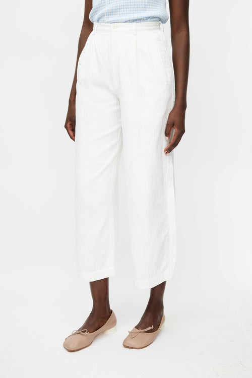 Issey Miyake White Wide Leg Trouser