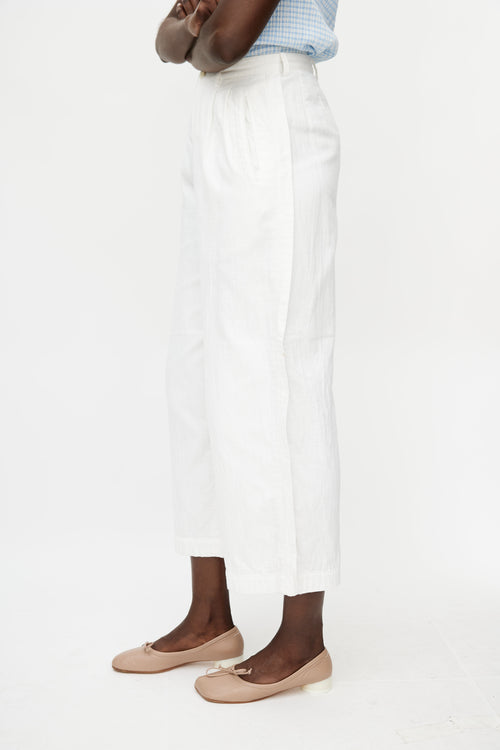 Issey Miyake White Wide Leg Trouser