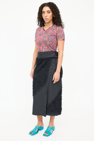 Issey Miyake Textured Fringe Wrap Skirt