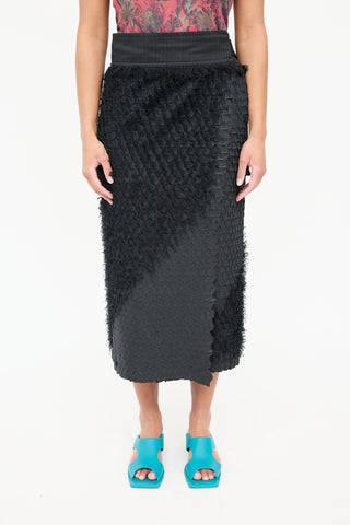 Issey Miyake Textured Fringe Wrap Skirt