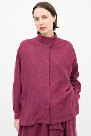 Issey Miyake 1980s Purple Melange Wool Shirt