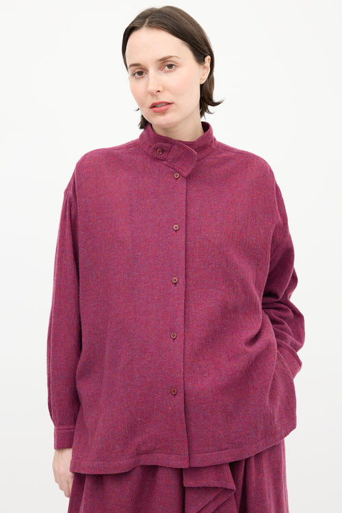 Issey Miyake 1980s Purple Melange Wool Shirt