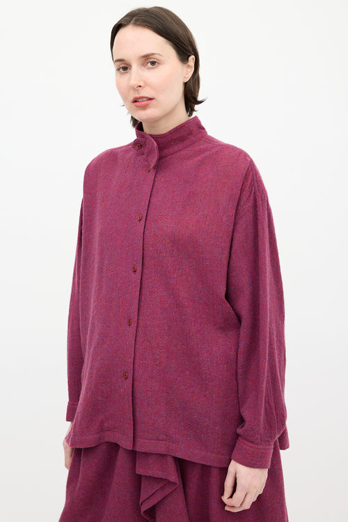 Issey Miyake 1980s Purple Melange Wool Shirt