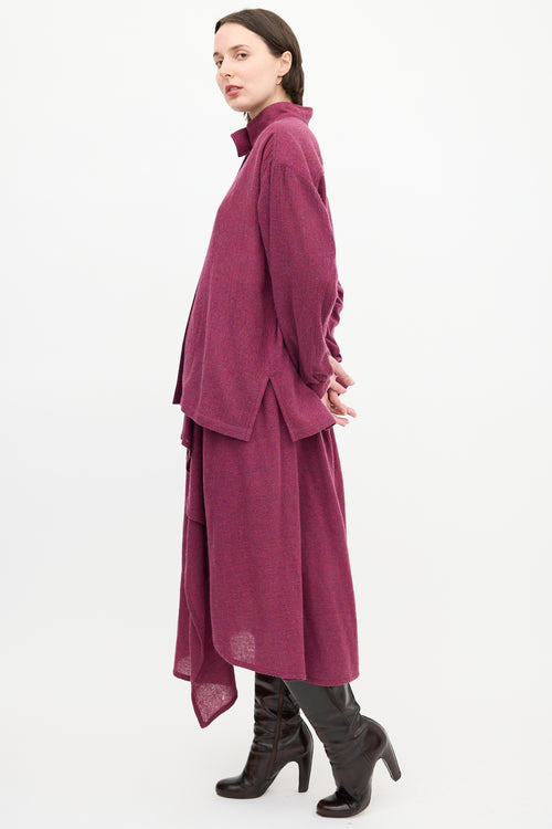 Issey Miyake 1980s Purple Melange Wool Shirt