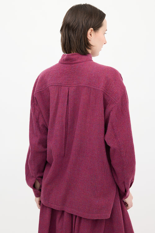 Issey Miyake 1980s Purple Melange Wool Shirt