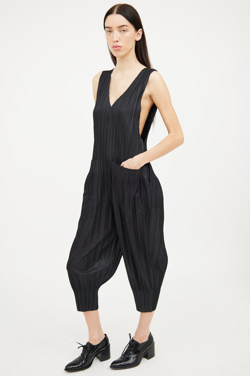 Pleats Please Issey Miyake Black Pleated Sleeveless Jumpsuit