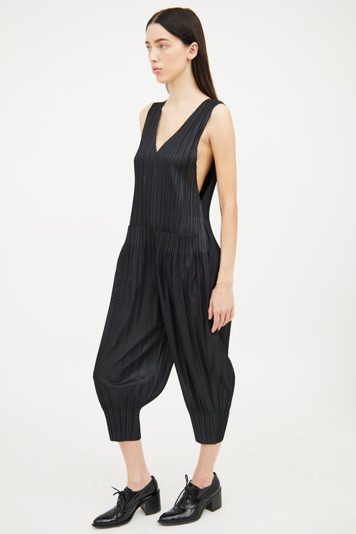 Pleats Please Issey Miyake Black Pleated Sleeveless Jumpsuit