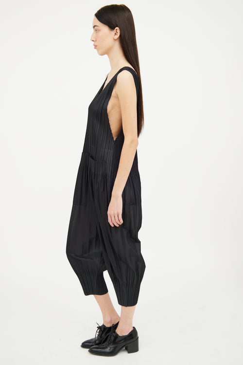 Pleats Please Issey Miyake Black Pleated Sleeveless Jumpsuit