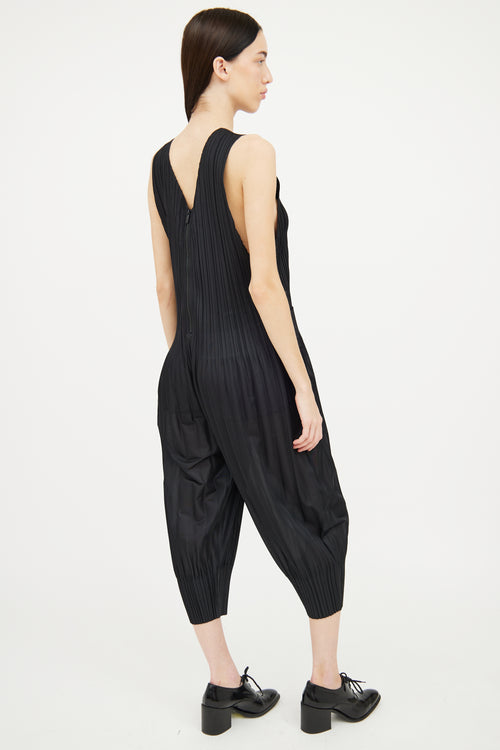 Pleats Please Issey Miyake Black Pleated Sleeveless Jumpsuit