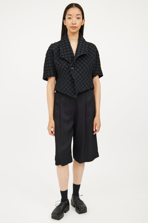 Issey Miyake Black Square Pleat Half Sleeve Jacket