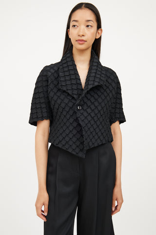 Issey Miyake Black Square Pleat Half Sleeve Jacket