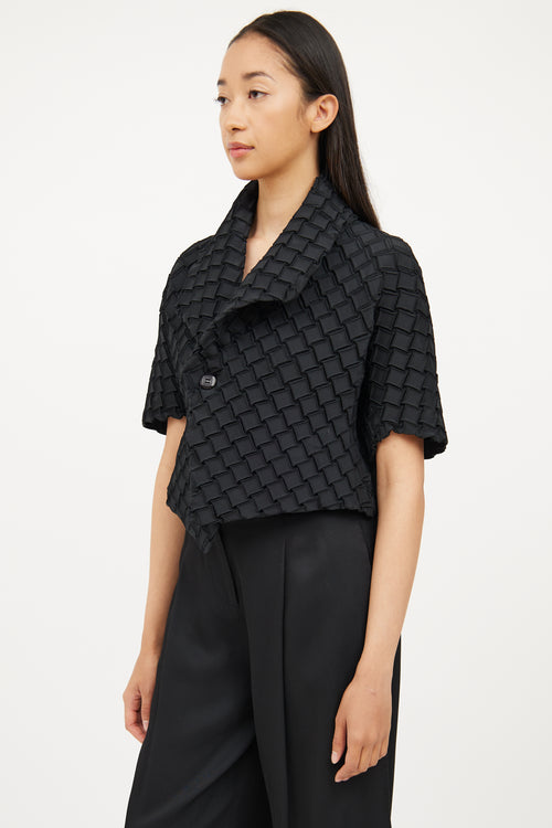 Issey Miyake Black Square Pleat Half Sleeve Jacket