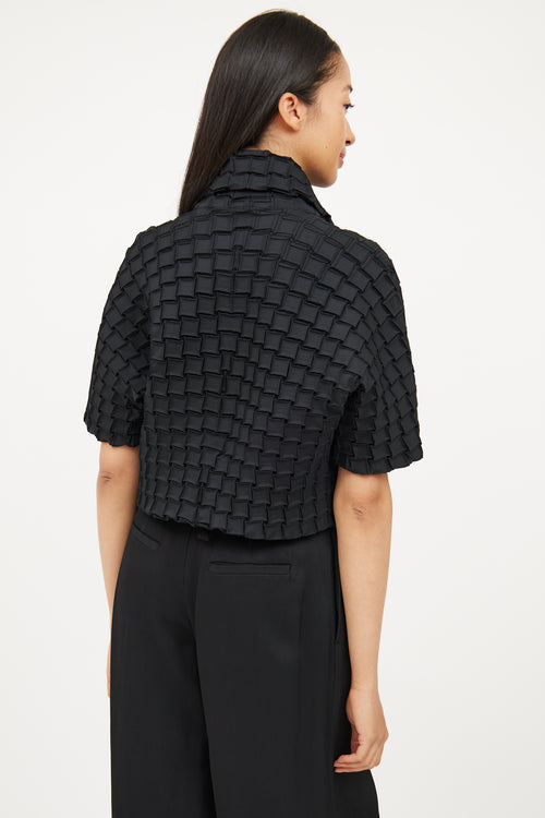 Issey Miyake Black Square Pleat Half Sleeve Jacket