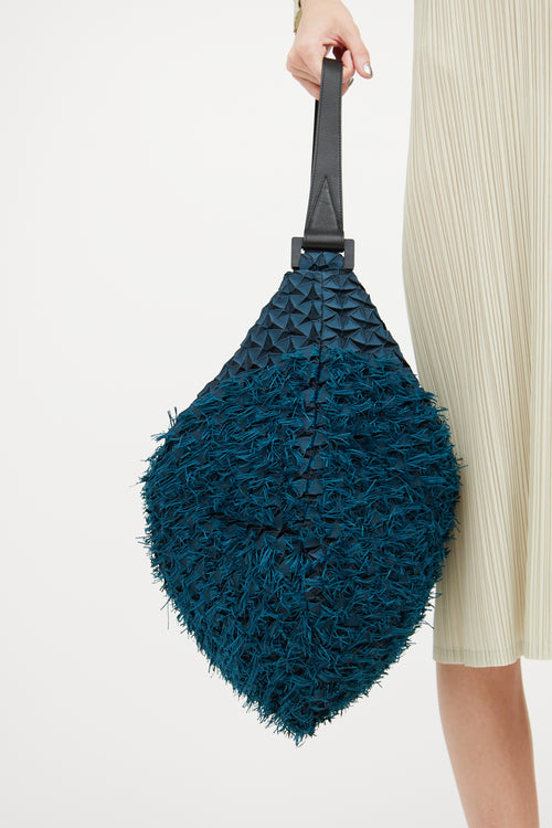 Issey Miyake Blue 
Green Triangle Fringe Shoulder Bag