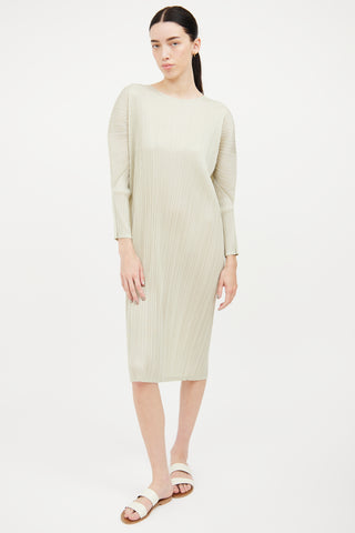 Pleats Please Issey Miyake Light Green Pleated Dress