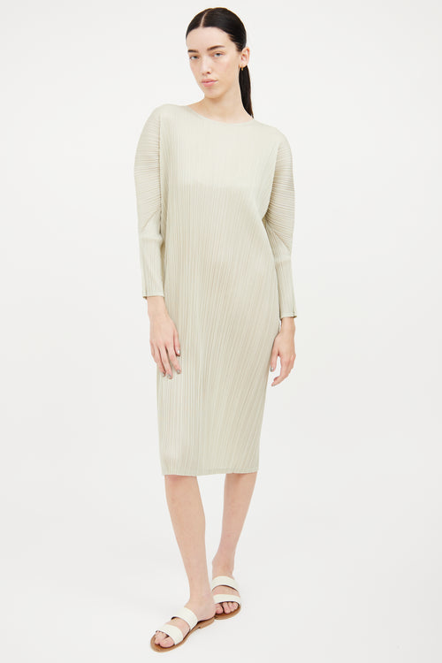 Pleats Please Issey Miyake Light Green Pleated Dress