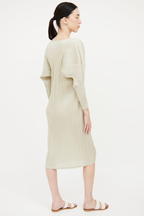 Pleats Please Issey Miyake Light Green Pleated Dress