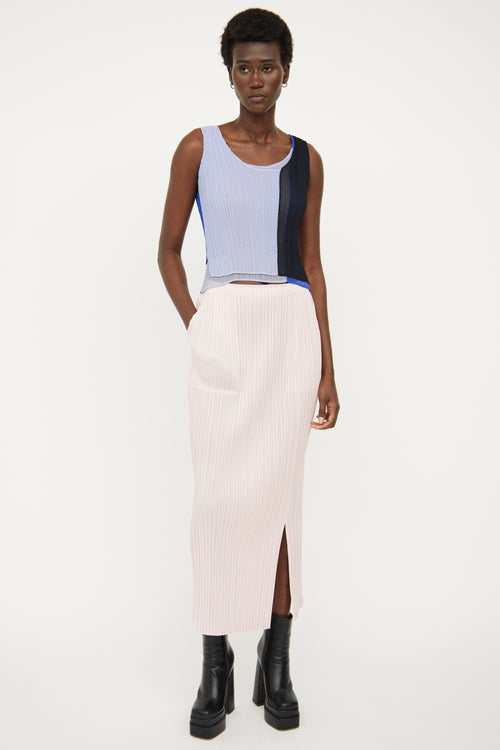 Pleats Please Issey Miyake Pink Pleated Slit Skirt