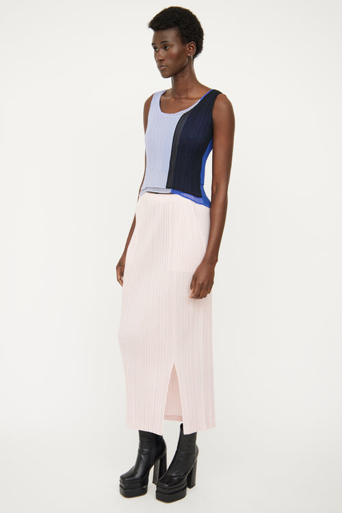 Pleats Please Issey Miyake Pink Pleated Slit Skirt