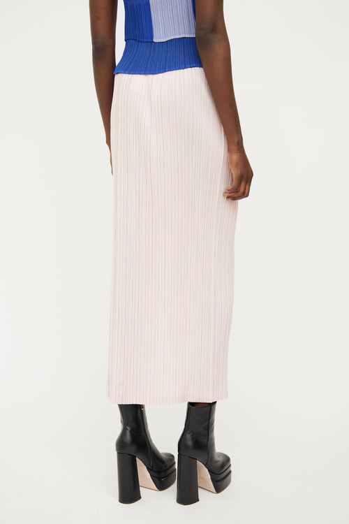 Pleats Please Issey Miyake Pink Pleated Slit Skirt