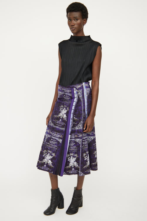 Issey Miyake Purple Graphic Skirt