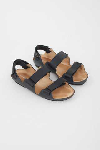 Issey Miyake X UN Black Leather Velcro Sandal