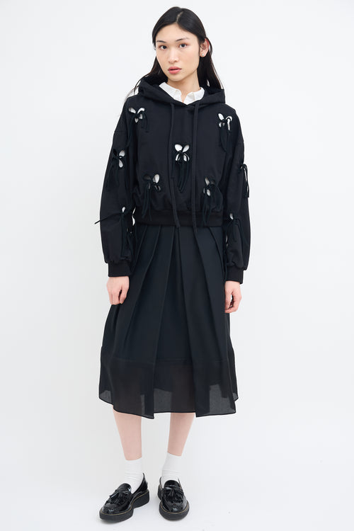 J.Kim Black Cut Out Petal Hoodie