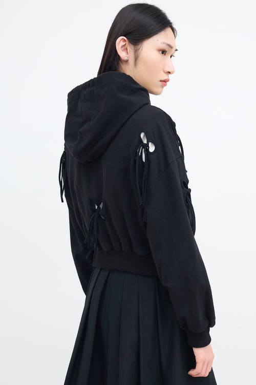 J.Kim Black Cut Out Petal Hoodie