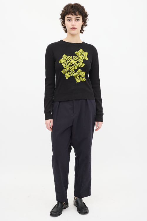 JW Anderson Black 
Yellow Cashmere Blend Sweater