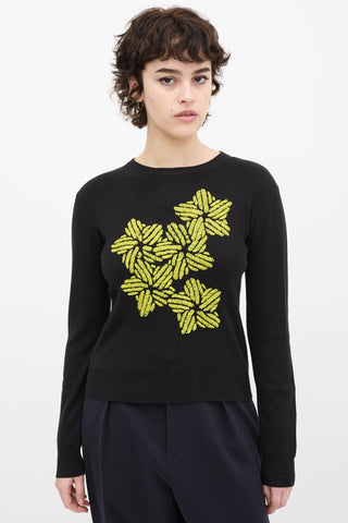 JW Anderson Black 
Yellow Cashmere Blend Sweater