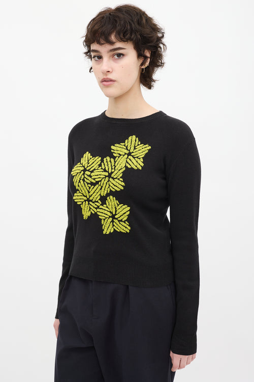 JW Anderson Black 
Yellow Cashmere Blend Sweater