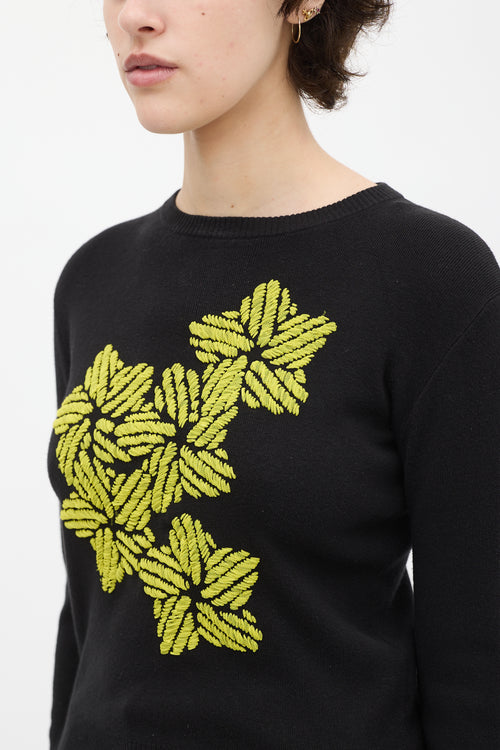 JW Anderson Black 
Yellow Cashmere Blend Sweater