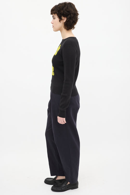 JW Anderson Black 
Yellow Cashmere Blend Sweater