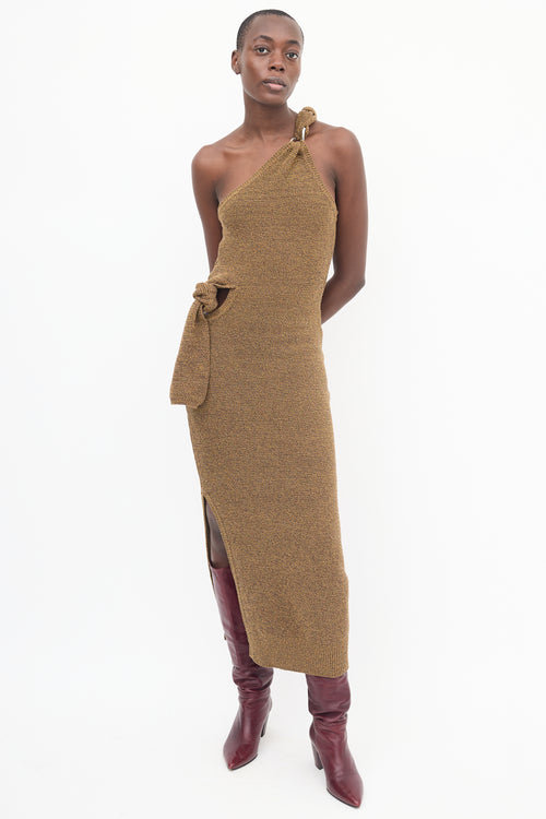 Jacquemus Brown La Robe Maille Noeud Dress