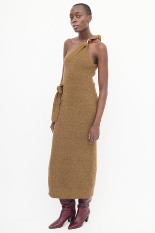 Jacquemus Brown La Robe Maille Noeud Dress